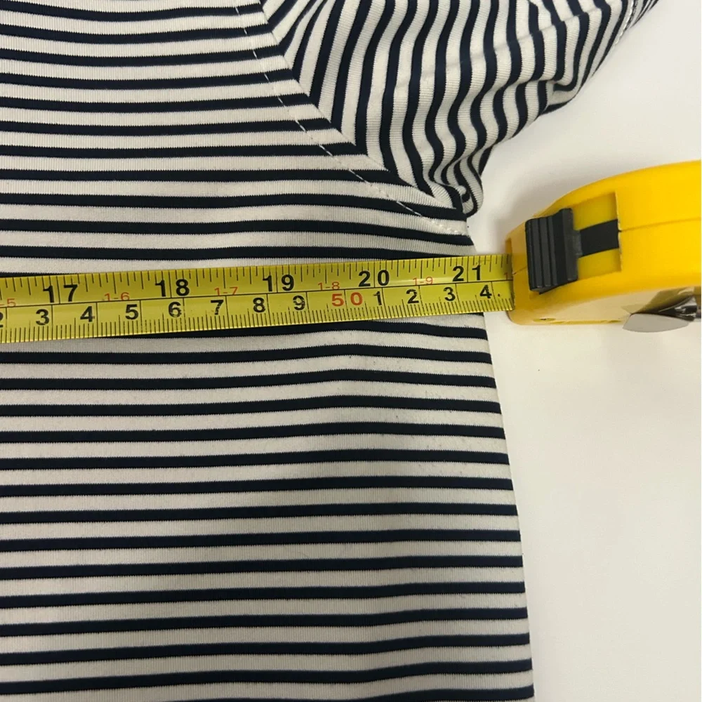 J.Crew Performance Polo Shirt Men's Large Navy White Striped Short Sleeve Stretc